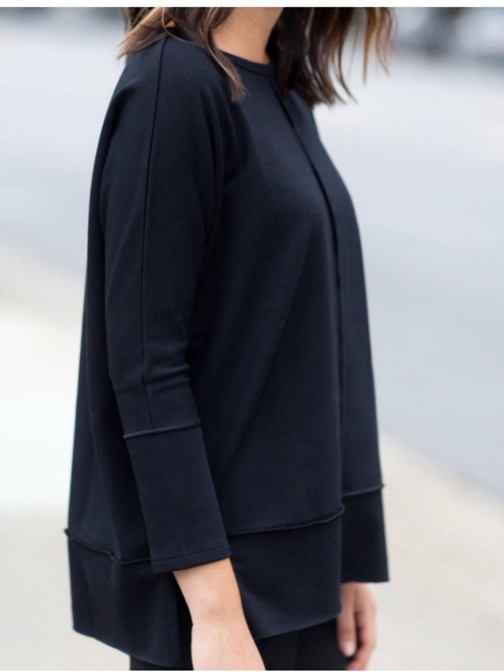 SPANX Black Relaxed Crewneck Tunic Sweatshirt PI 1